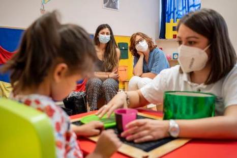 The multidisciplinary team with children and their families during consultations